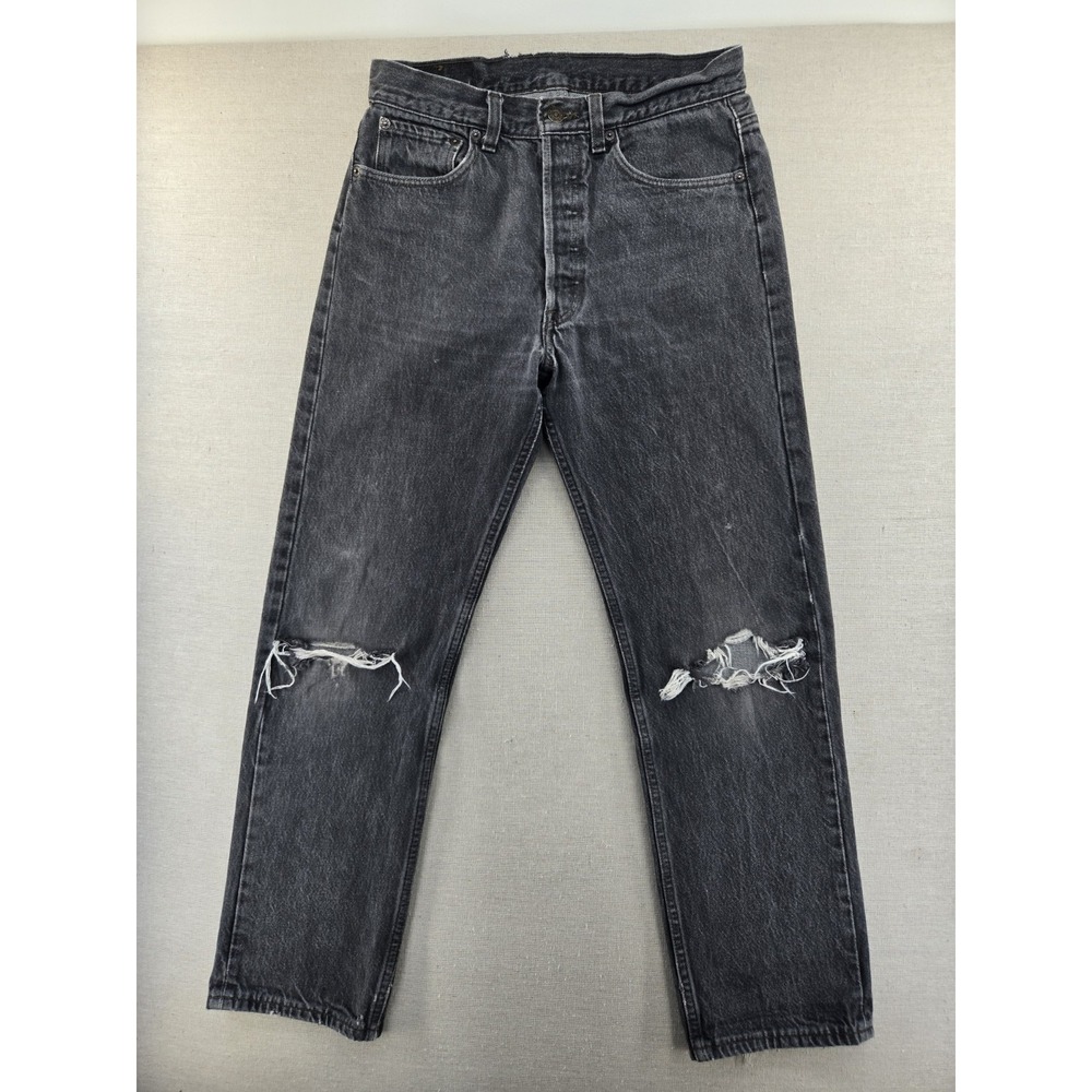 Vtg 90s Levis 501 0658 Black Denim Jeans Made in USA Mens 32x30 Fits 30x29.5"